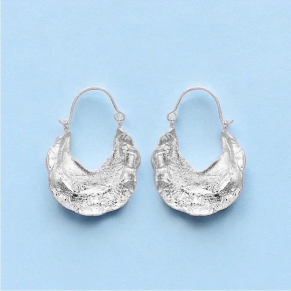 Zara Silver Crescent Hoop Earrings - Picture 1 of 4
